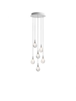 Bomma Soap Mini chandelier with 6 lamps multicolour version 1, 3 x clear, 3 x frosted