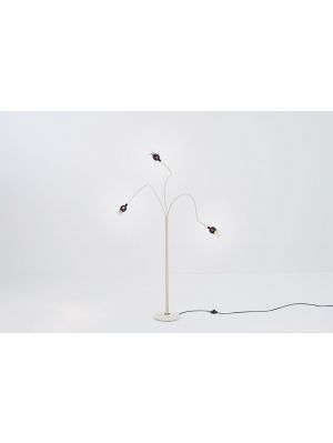 Serien Lighting Poppy Floor 3 arms beige arms, shade black violet and cream lacquered base